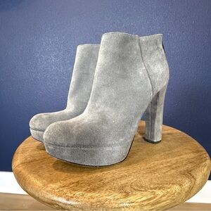 Michael Kors Gray Suede Heeled Ankle Boots Booties | Size 6.5